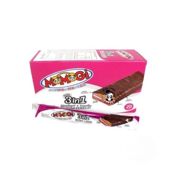 Momogi Wafer Strawberry 3IN1 20x15gr - Sedap Food Group
