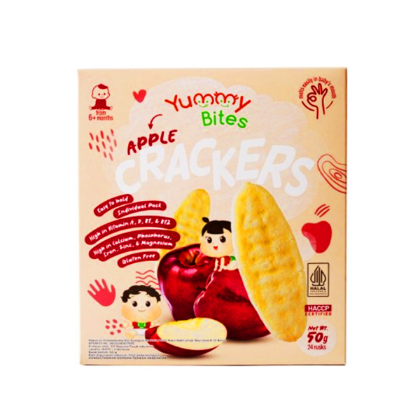 Yummy Bites Rice Crackers Apple 50gr - Sedap Food Group